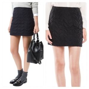 Maje Quilted Mini Skirt Dark Blue, Size FR 40 US 8